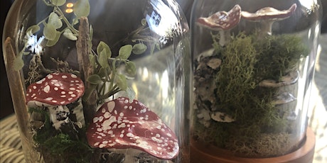 Creating Glass Jar Mushroom Fairy Gardens