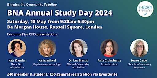 Primaire afbeelding van British Naturopathic Association (BNA) Annual Study Day - 18th May 2024