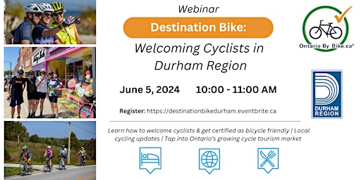 Hauptbild für Webinar: Destination Bike - Welcoming Cyclists in Durham Region