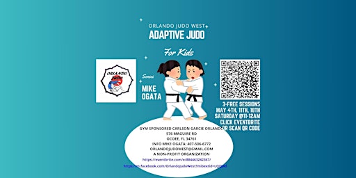 Primaire afbeelding van Adaptive Orlando Judo West Ages 8+ May 4, 11th & 18 Free Trial