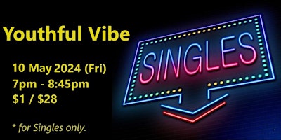 Singles event: Youthful Vibe (Fri, 10 May). with rebate features. primary image