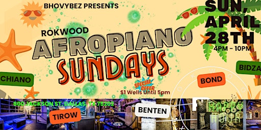 Primaire afbeelding van Afropiano Sundays at Rokwood | Amapiano, Afrobeats, Afrohouse, 3-Step