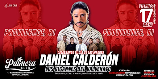 Hauptbild für Daniel Calderón y Los Gigantes del Vallenato en Providence, RI I Mayo 17