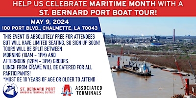 St. Bernard Port & Associated Terminals Maritime Month Boat Tour primary image