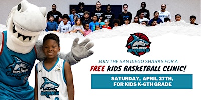 Imagem principal do evento FREE San Diego Sharks Kids Basketball Clinic This Saturday!