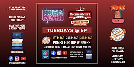 Trivia Night | Mountain Mike's Pizza - Mesa AZ - TUE 6p @LeaderboardGames