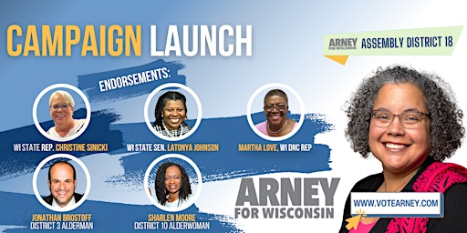 Imagem principal de Dinner & Campaign Launch Party: Arney for Wisconsin