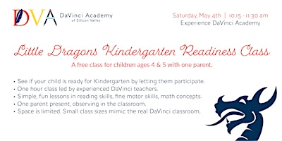 Primaire afbeelding van Kindergarten Readiness Class at DaVinci Academy