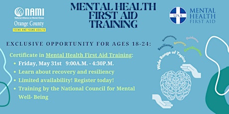 Mental Health First Aid Training for College Students (18-24)