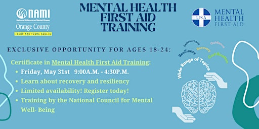 Imagen principal de Mental Health First Aid Training for College Students (18-24)