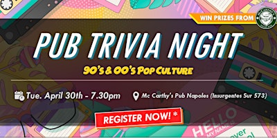 Pub Trivia Night - 90's & 00's Pop Culture!  primärbild