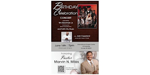 Imagem principal de Birthday Celebration Concert honoring Pastor Marvin N. Miles