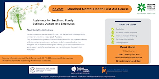 Two Day - Mental Health First Aid Course  - Berri Hotel primary image