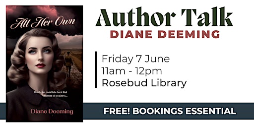 Imagem principal do evento Author Talk: Diane Deeming - Rosebud Library