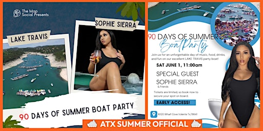 Primaire afbeelding van 90 DAYS OF SUMMER KICKOFF BOAT PARTY! HOSTED BY SOPHIE SIERRA