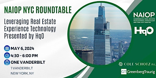 Immagine principale di NAIOP NYC Roundtable - Leveraging Real Estate Experience Technology w/HqO 