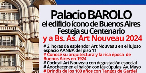P. BAROLO Experiencia Art Nouveau del Centenario, recorrido, Cocktail y más