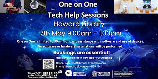 Primaire afbeelding van Howard Library - One on One Tech Help Sessions