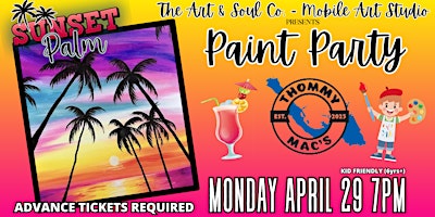 Imagem principal de “Sunset Palm” Paint Party at Thommy Mac’s