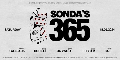 Hauptbild für SONDA PRESENTS: SONDAS 365