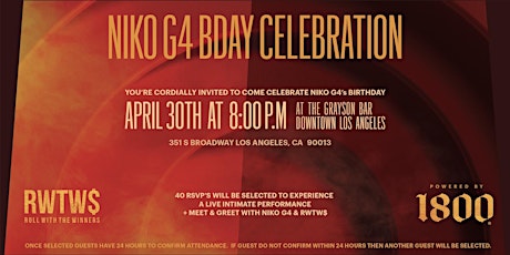 NIKO G4 BIRTHDAY CELEBRATION (RSVP)