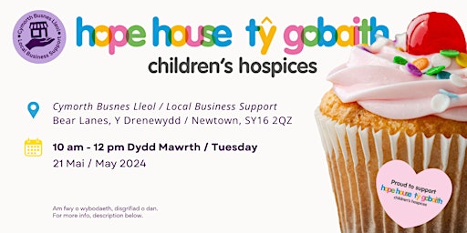 Imagem principal do evento Eat Cake - Hope House Hospice Godi Arian / Fundraiser - Y Drenewydd