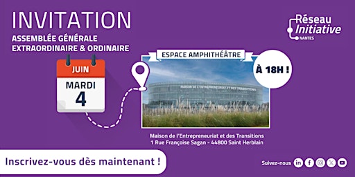 Imagem principal do evento Assemblée Générale 2024 de Réseau Initiative Nantes