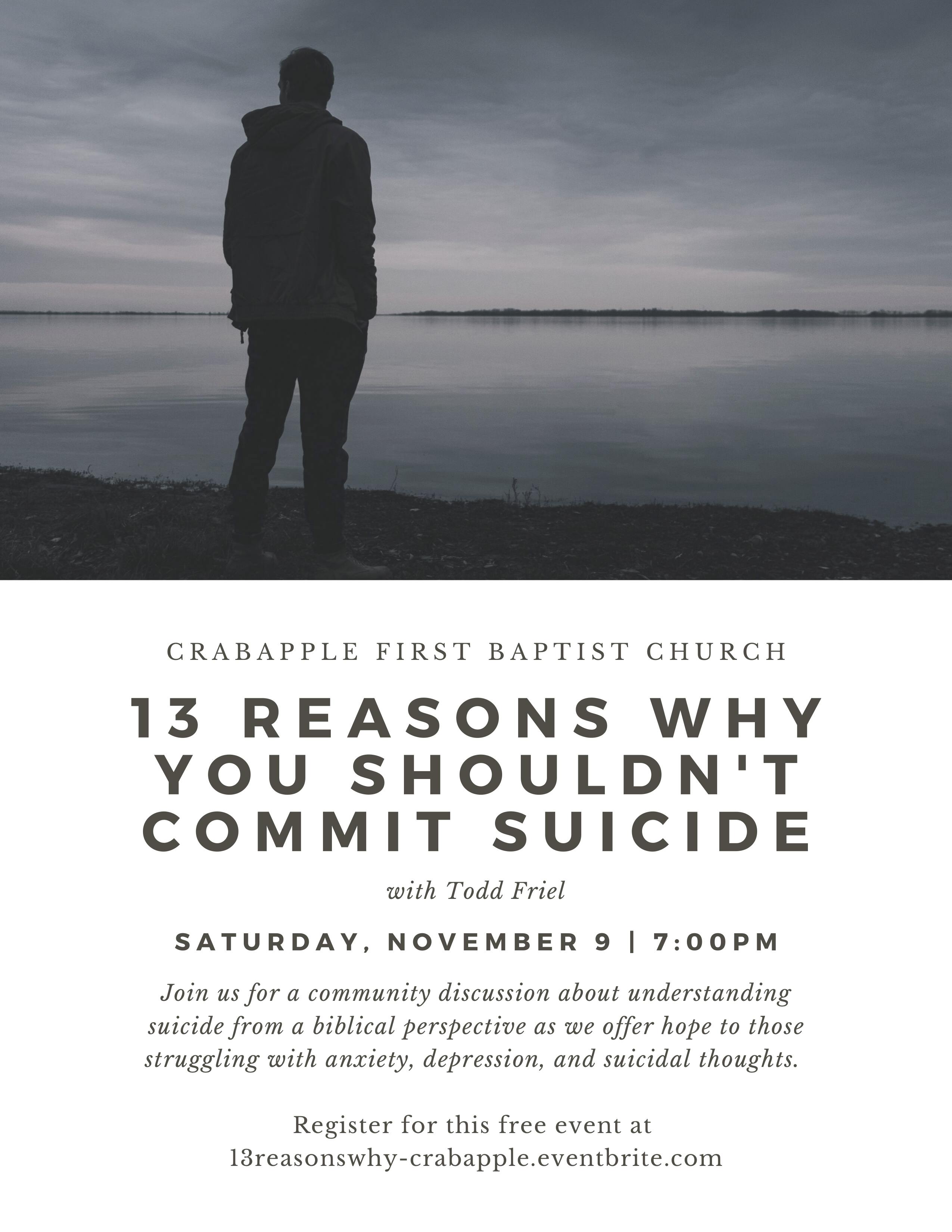 Why shouldn t you commit suicide