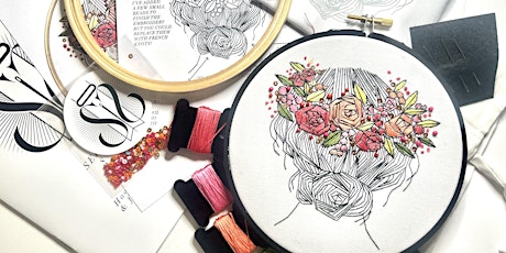 'Flower Garland' Embroidery Workshop at The Duke of Cambridge, Battersea
