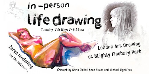 Imagen principal de Tues 7th May  in-person Life Drawing with Zarya for last time!