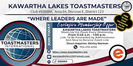 Kawartha Lakes Toastmasters - Exclusive "30" Day Free Guest Membership