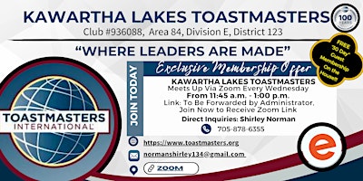 Kawartha Lakes Toastmasters - Exclusive "30" Day Free Guest Membership primary image