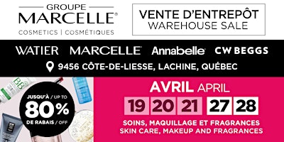 Imagem principal do evento Vente d'entrepôt Groupe Marcelle Warehouse Sale - Printemps/Spring 2024
