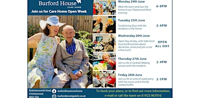 Burford House Care Home, Cheese and Wine evening as part of Care Home Open Week primary image