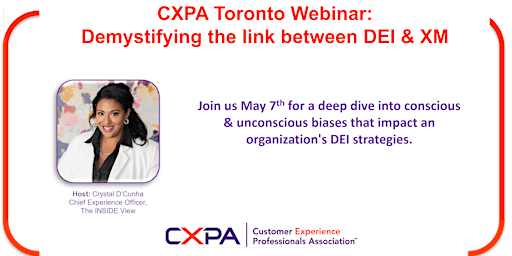 Imagen principal de CXPA Toronto: Webinar -  Demystifying the link between DEI and XM