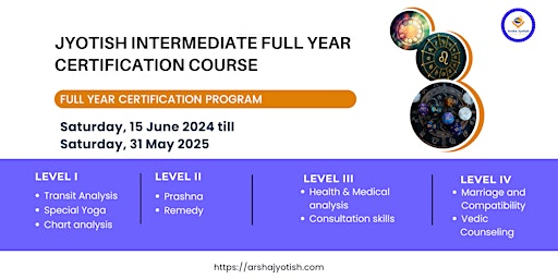Primaire afbeelding van 2024 Jyotish INTERMEDIATE full year certification course