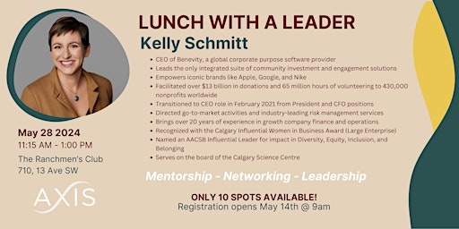 Imagem principal de Axis Connects: Lunch with a Leader featuring Kelly Schmitt