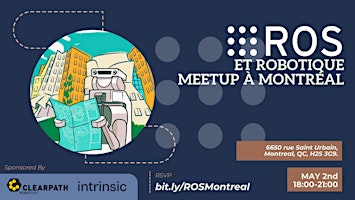 Primaire afbeelding van ROS and robotics meetup in Montreal / Rencontre ROS et robotique à Montréal
