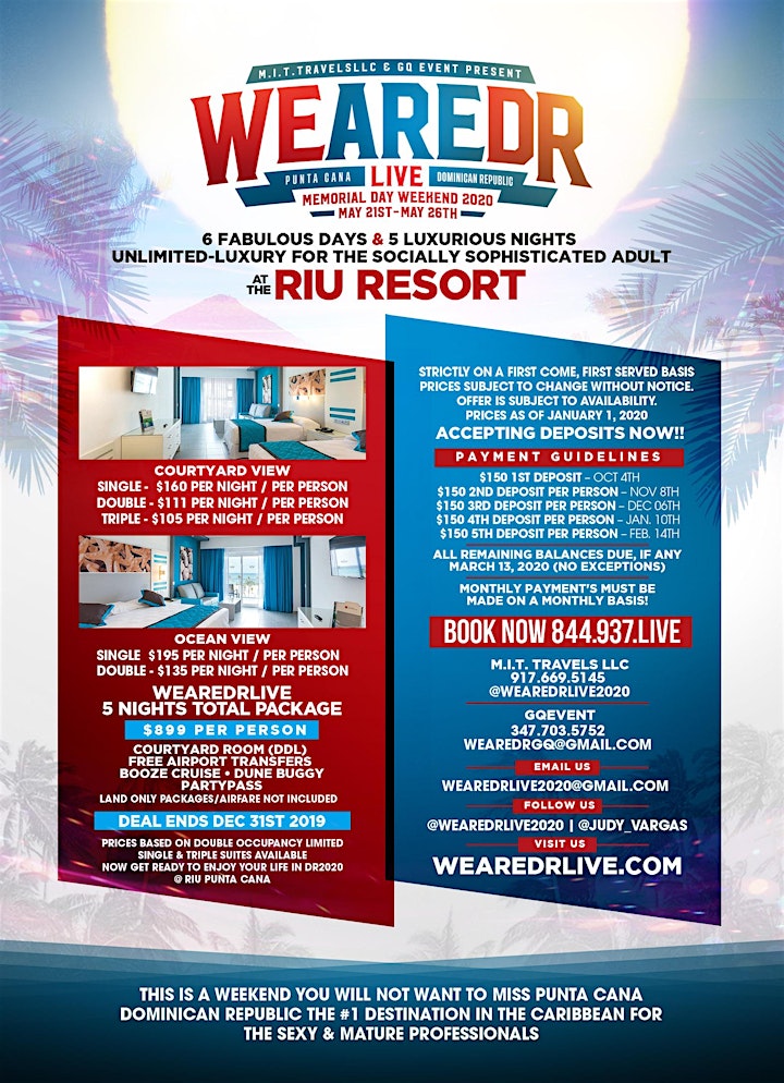 BOOK TODAY! "WeAreDRLive May 21-26th 2020 in Punta Cana, Dominican Republic image