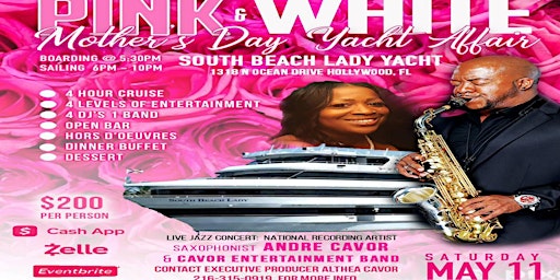 Primaire afbeelding van South Beach Florida Pink and White Attire 4-hour Yacht Affair All Inclusive