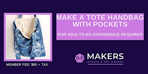 Sew this Tote Handbag with Pocket (adult class)