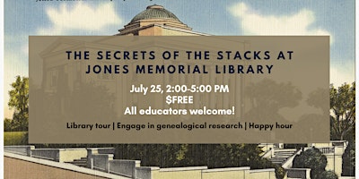 Immagine principale di Secrets of the Stacks at Jones Memorial Library 