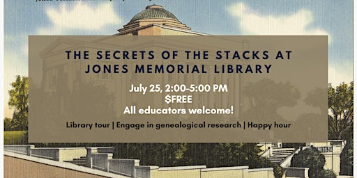 Imagen principal de Secrets of the Stacks at Jones Memorial Library