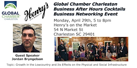Global Chamber Charleston Cocktails After Hours at Henry's With Guest Speaker Jordan Bryngelson