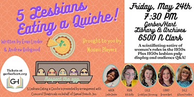 Imagen principal de 5 Lesbians Eating a Quiche - Performance, Lesbian Pulp Display, and more!