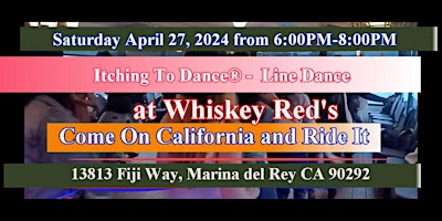 Image principale de Soulful Line Dancing at Whiskey Red's  Sat., April 27, 2024, 6:00 PM - 8PM!