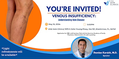 Imagen principal de FREE CME Credit Event: Venous Insufficiency - Understanding Vein Disease