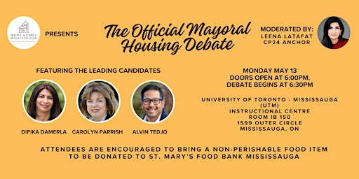 Image principale de More Homes Mississauga Presents: The Official Mayoral Housing Debate
