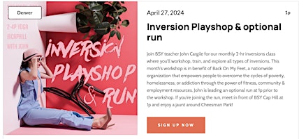 Primaire afbeelding van Yoga Inversion Playshop & optional run