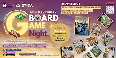 Imagen principal de 54TH Mancunian Board Game Night 2 for 1 Admission Ticket
